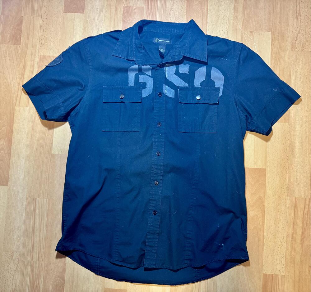INC International Concepts Shirt Mens Large Short Sleeve Utility Button Down